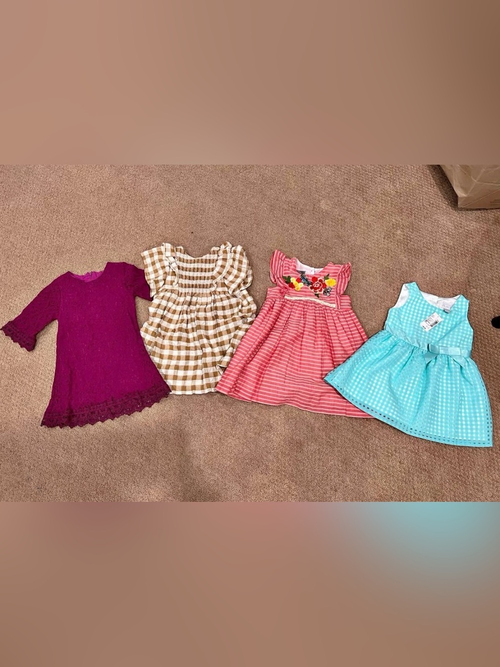 Bundle Zara and other brandGirls Pink Striped Floral Embroidered Dresses size 2T